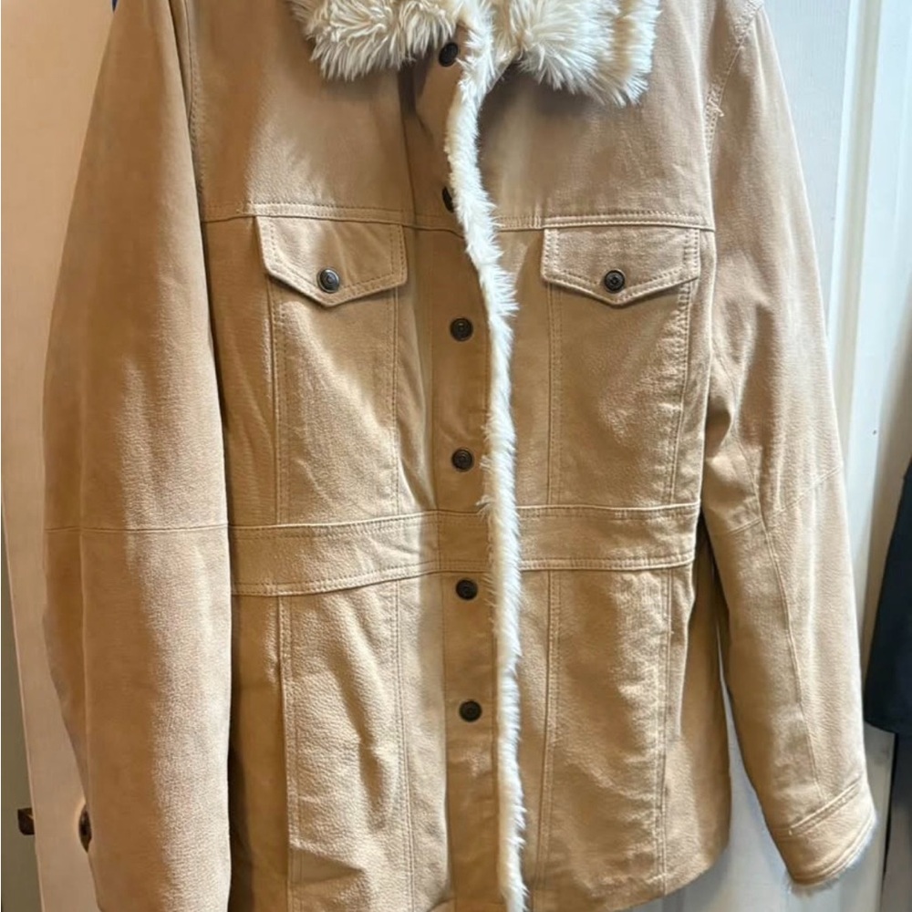 Tan Faux Fur Collar Women's Jacket